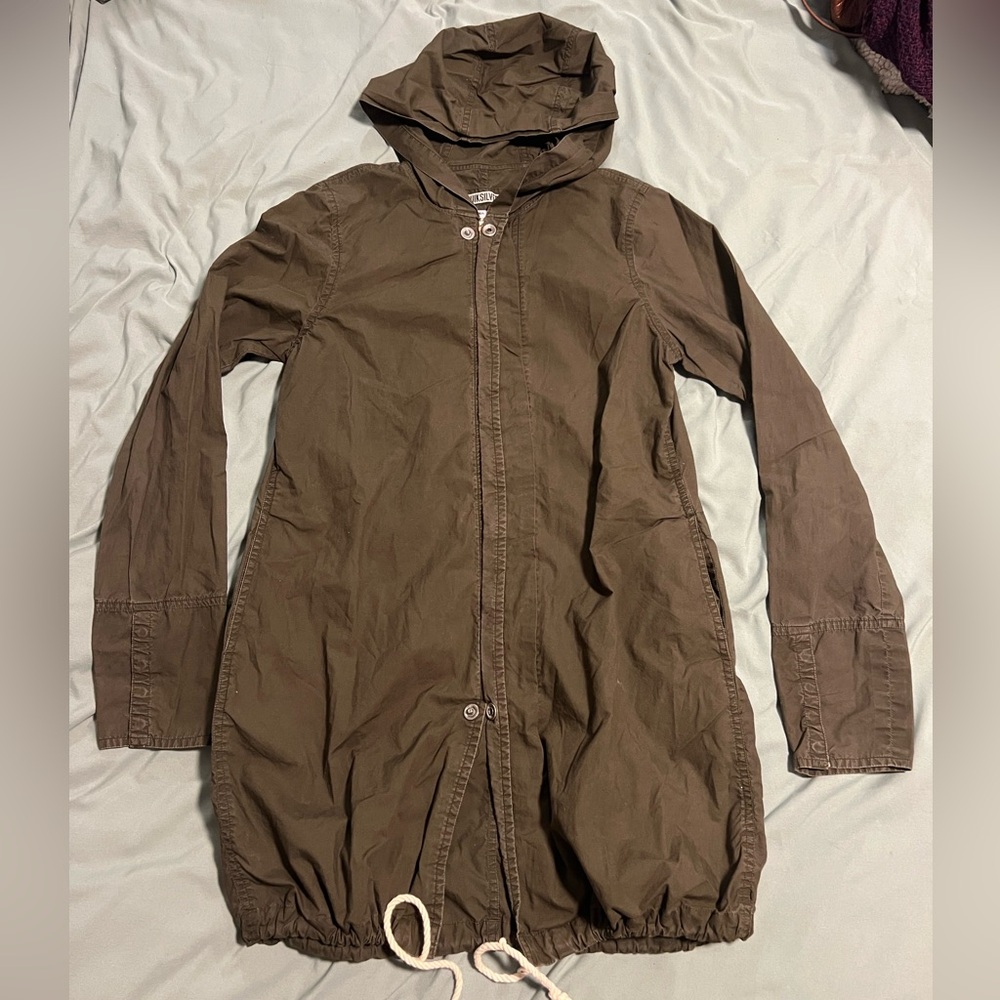 Quiksilver Olive Green Utility Jacket with Hood and Drawstring Waist